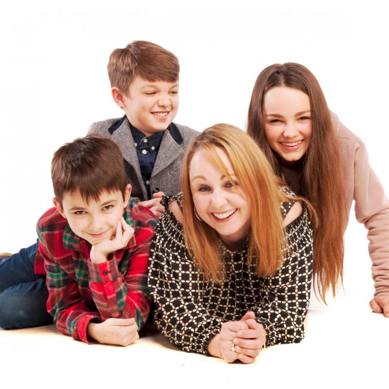 A mother and her 3 children
