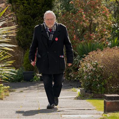 A councillor campaigning 
